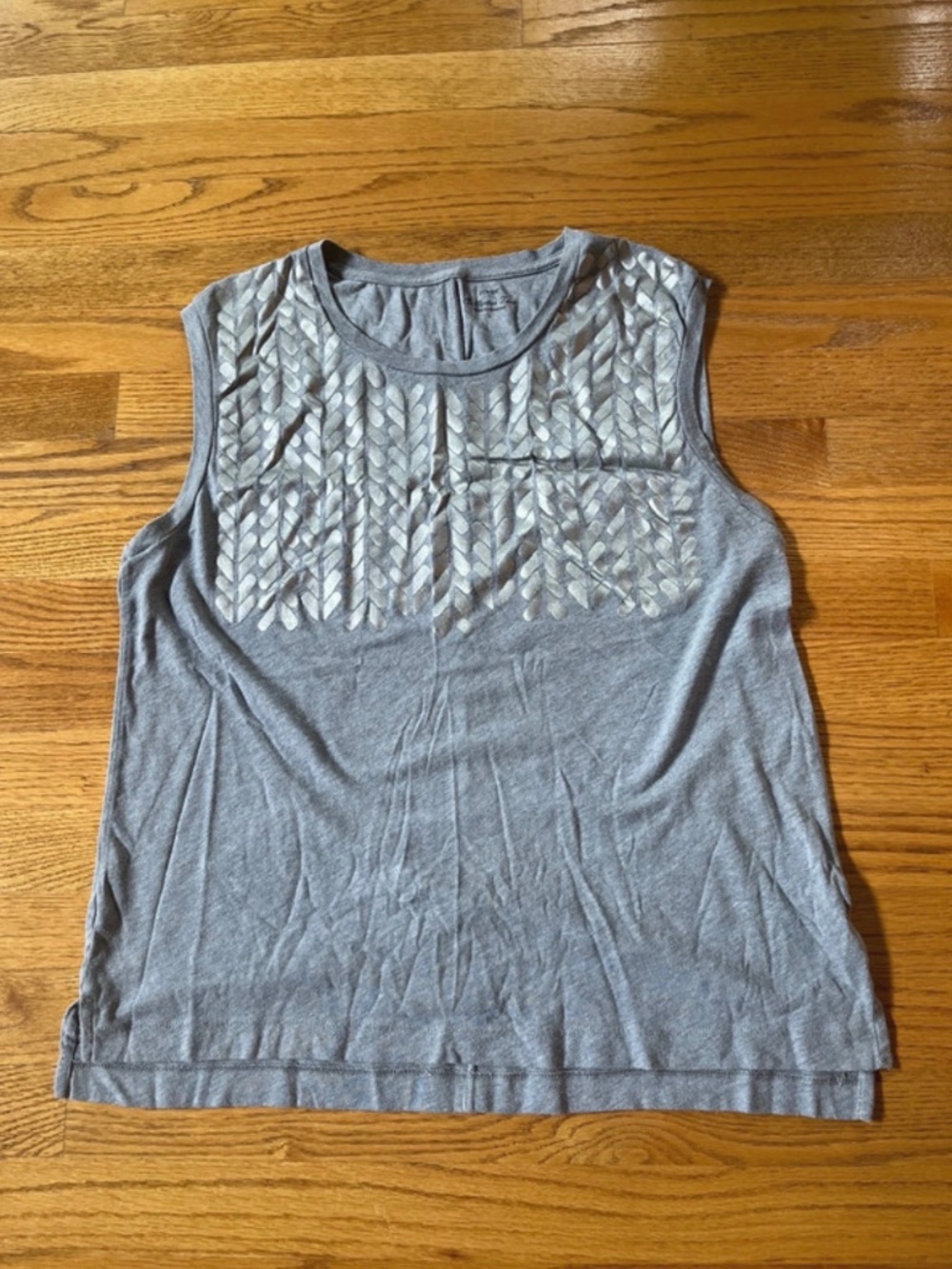 J. Crew Collector’s Tee grey tank with silver design